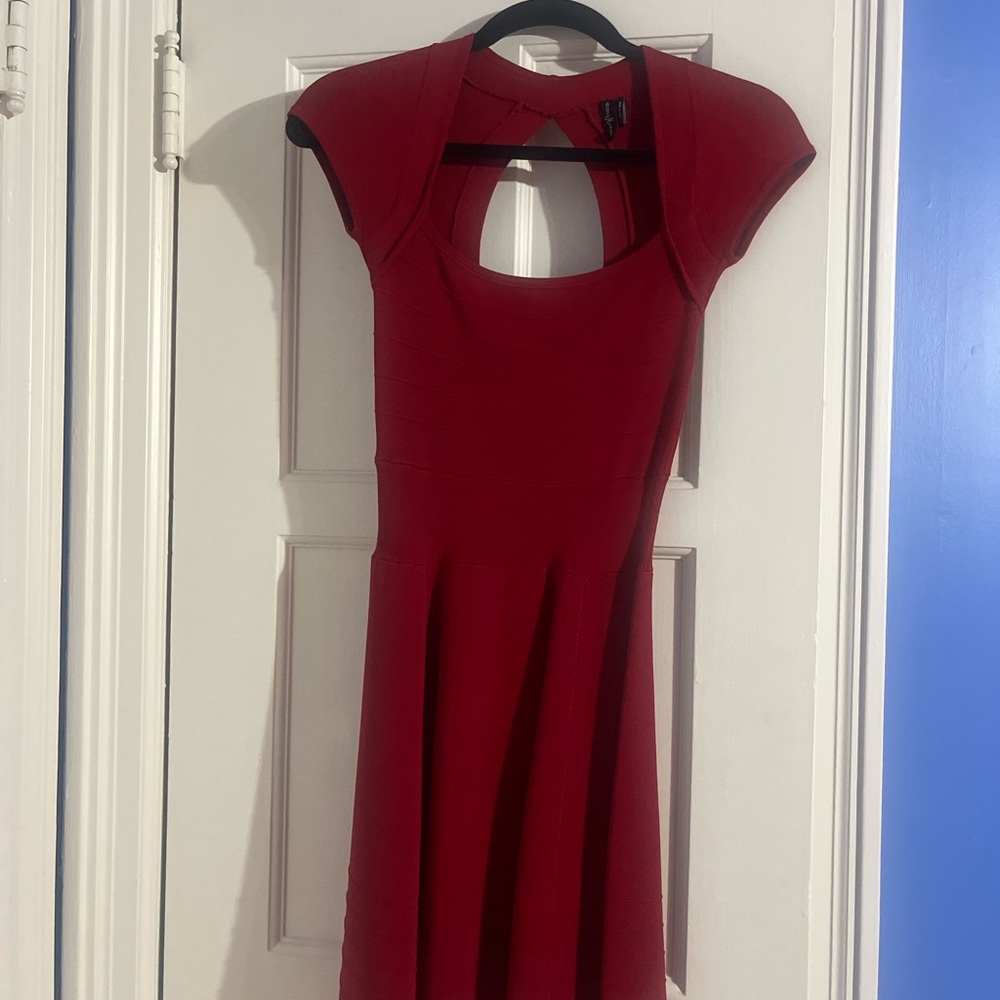 Guess by Marciano Red Mini Dress with Cap Sleeves